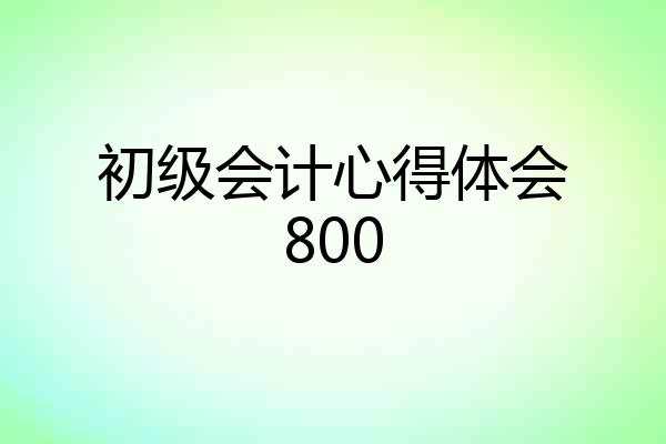 初级会计心得体会800