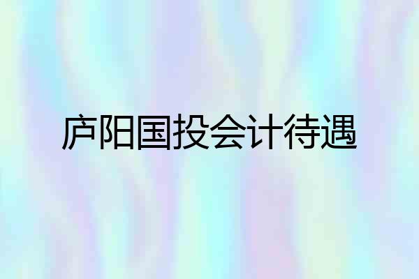 庐阳国投会计待遇