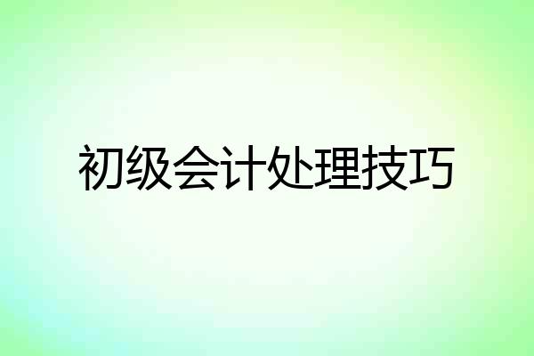 初级会计处理技巧