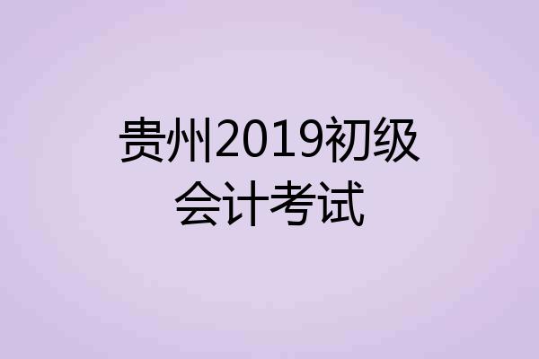 贵州2019初级会计考试