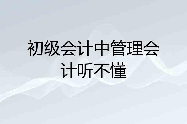 初级会计中管理会计听不懂