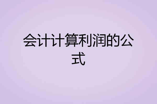 会计计算利润的公式