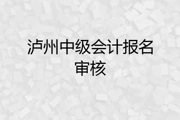 泸州中级会计报名审核