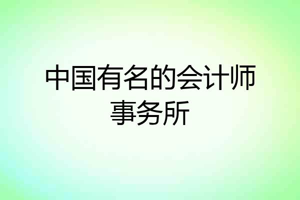 中国有名的会计师事务所