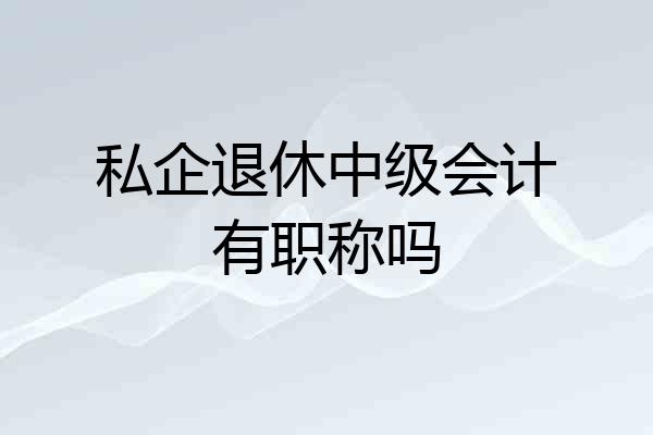 私企退休中级会计有职称吗