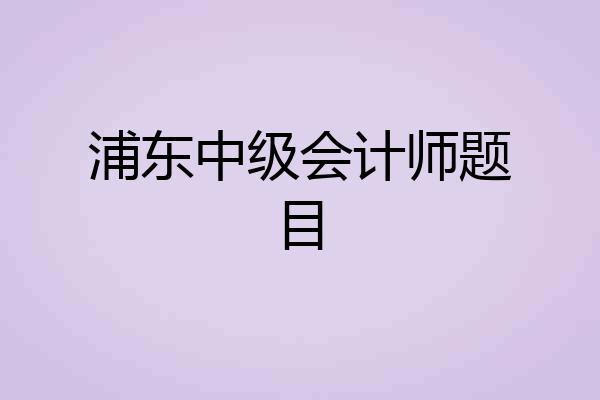 浦东中级会计师题目