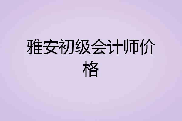 雅安初级会计师价格