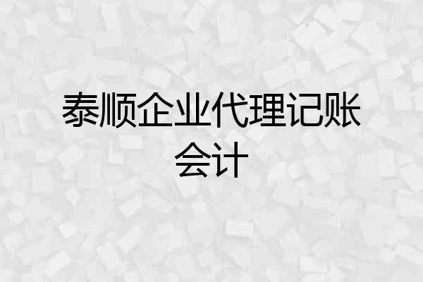 泰顺企业代理记账会计