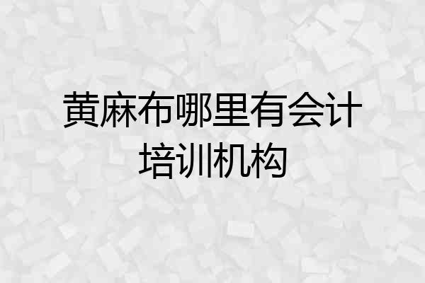 黄麻布哪里有会计培训机构