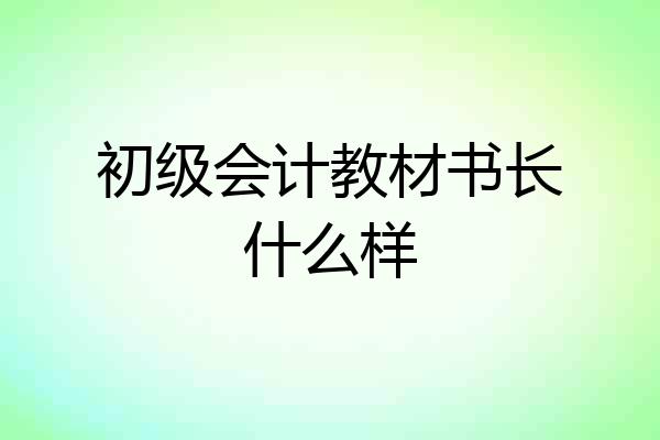 初级会计教材书长什么样