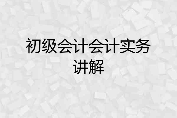 初级会计会计实务讲解