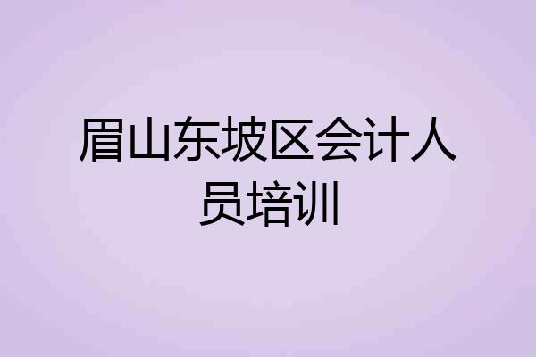 眉山东坡区会计人员培训