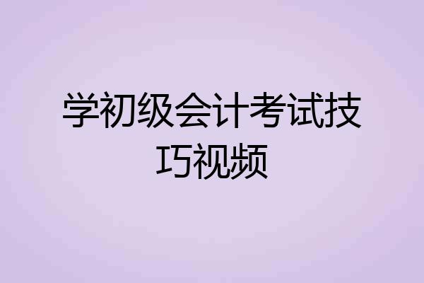 学初级会计考试技巧视频