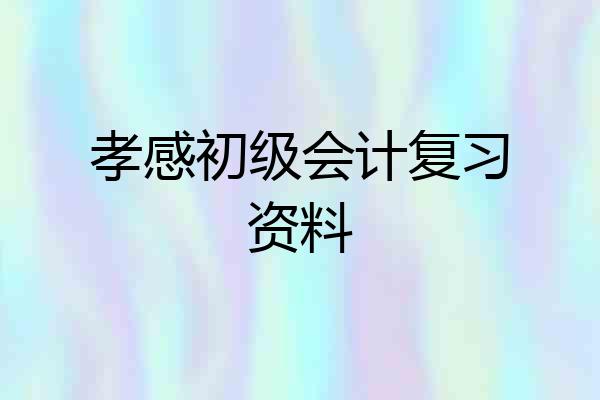 孝感初级会计复习资料