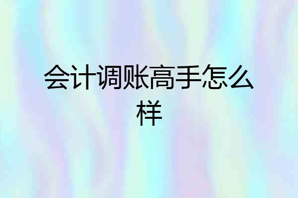 会计调账高手怎么样