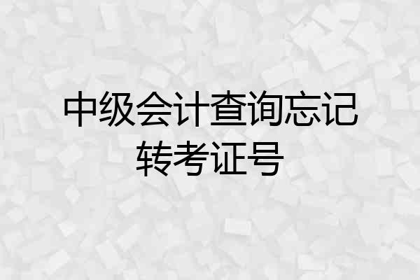 中级会计查询忘记转考证号