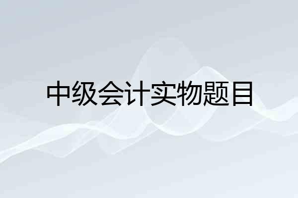中级会计实物题目