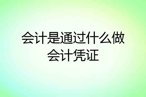 会计是通过什么做会计凭证