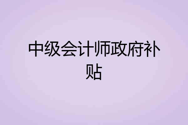中级会计师政府补贴
