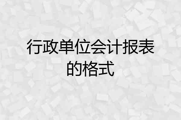 行政单位会计报表的格式