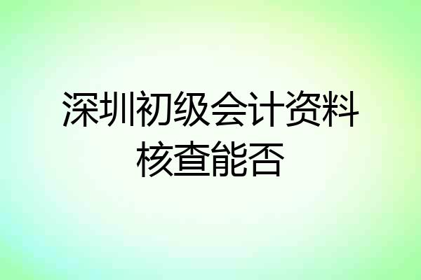 深圳初级会计资料核查能否
