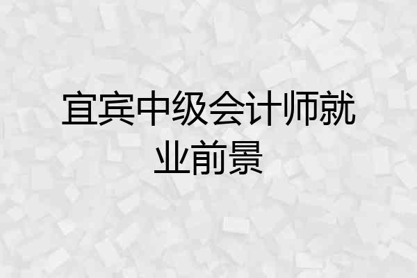 宜宾中级会计师就业前景
