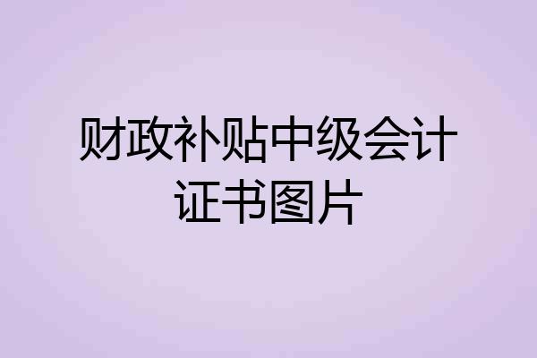 财政补贴中级会计证书图片