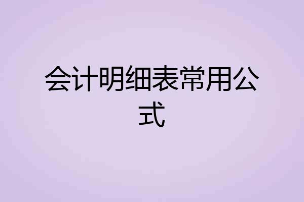 会计明细表常用公式