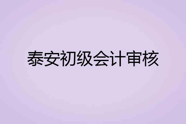泰安初级会计审核