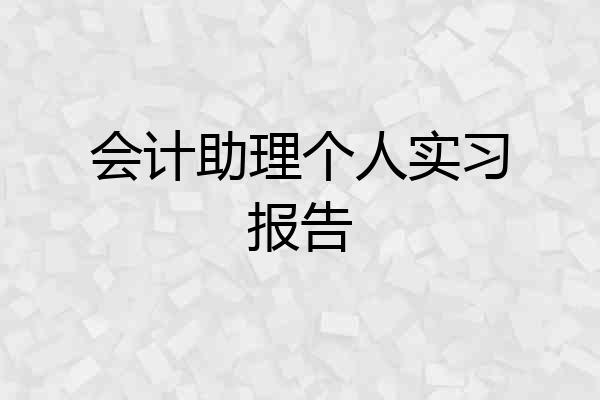 会计助理个人实习报告