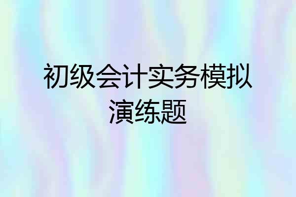初级会计实务模拟演练题