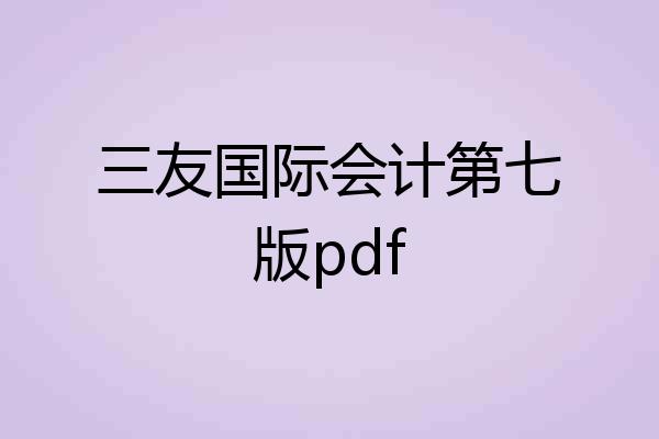 三友国际会计第七版pdf