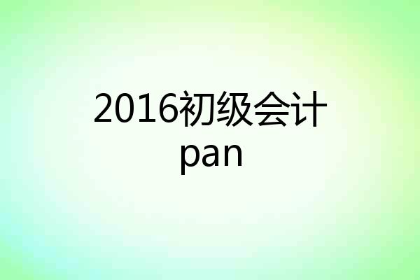 2016初级会计pan
