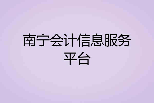 南宁会计信息服务平台