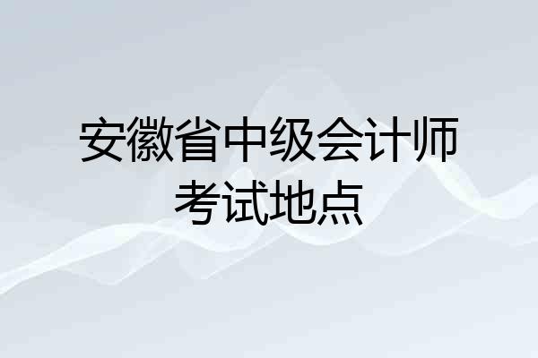 安徽省中级会计师考试地点