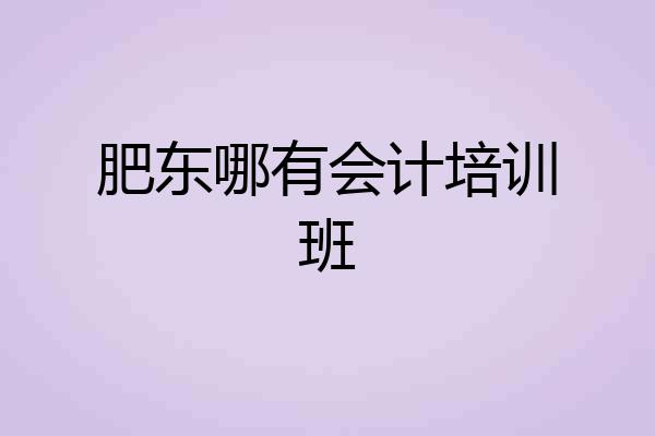 肥东哪有会计培训班