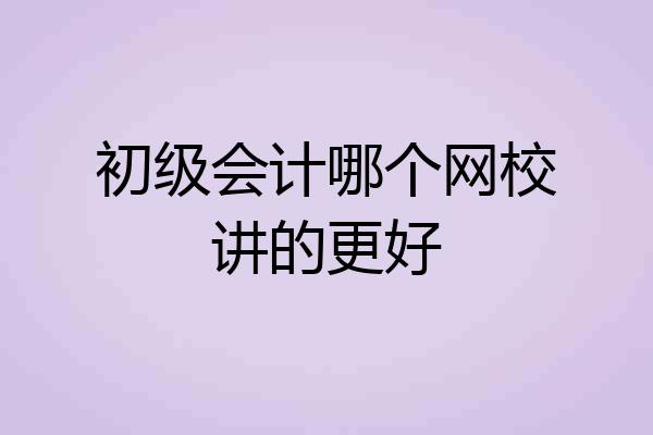 初级会计哪个网校讲的更好