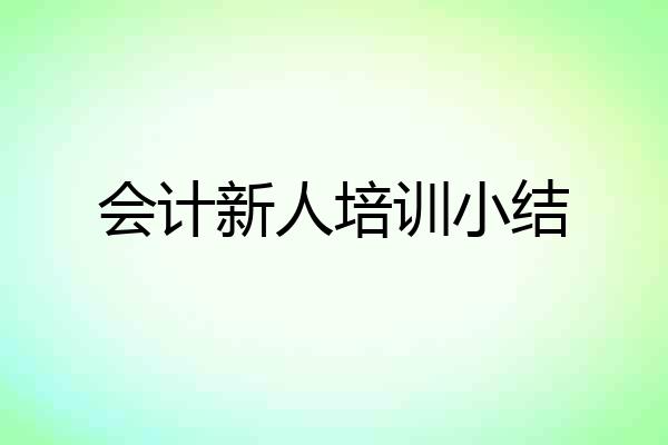 会计新人培训小结