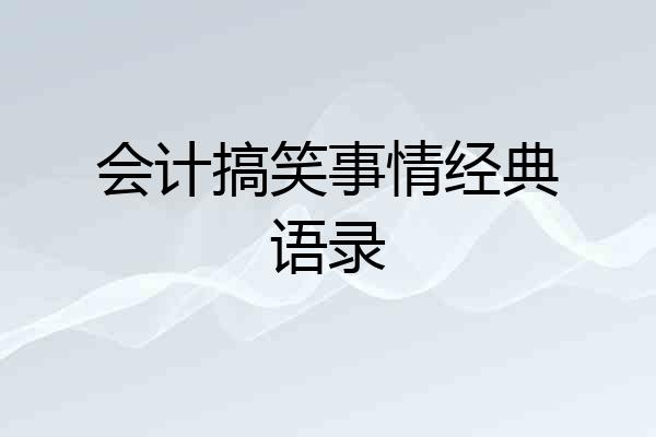 会计搞笑事情经典语录