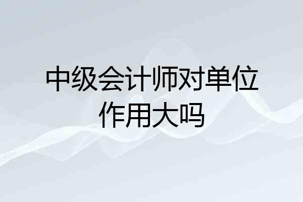 中级会计师对单位作用大吗