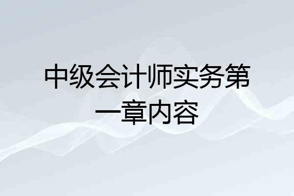 中级会计师实务第一章内容