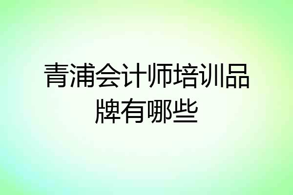 青浦会计师培训品牌有哪些