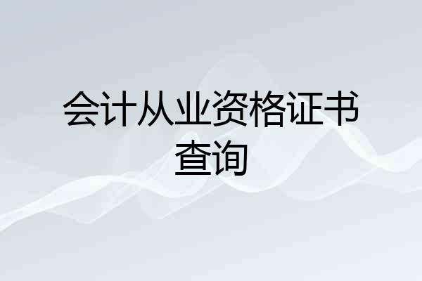 会计从业资格证书查询