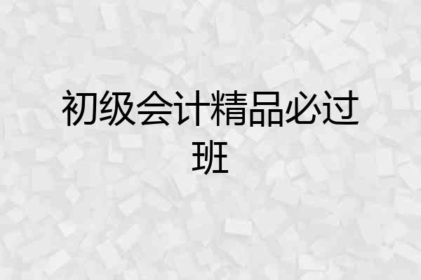初级会计精品必过班