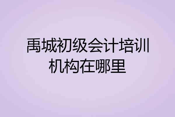 禹城初级会计培训机构在哪里