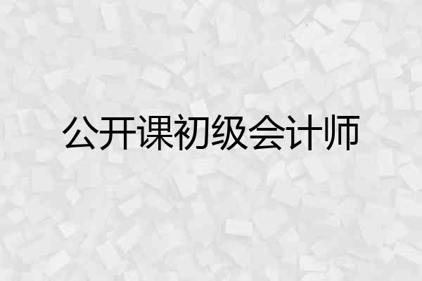 公开课初级会计师