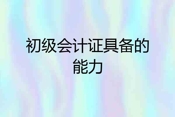 初级会计证具备的能力