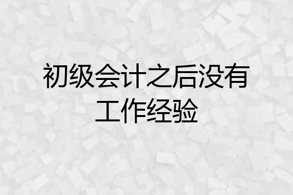 初级会计之后没有工作经验