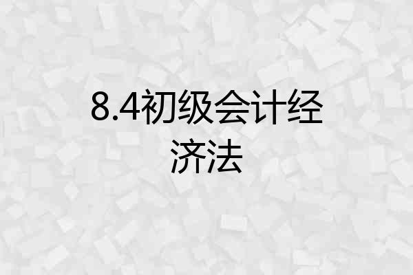 8.4初级会计经济法