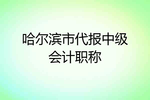 哈尔滨市代报中级会计职称